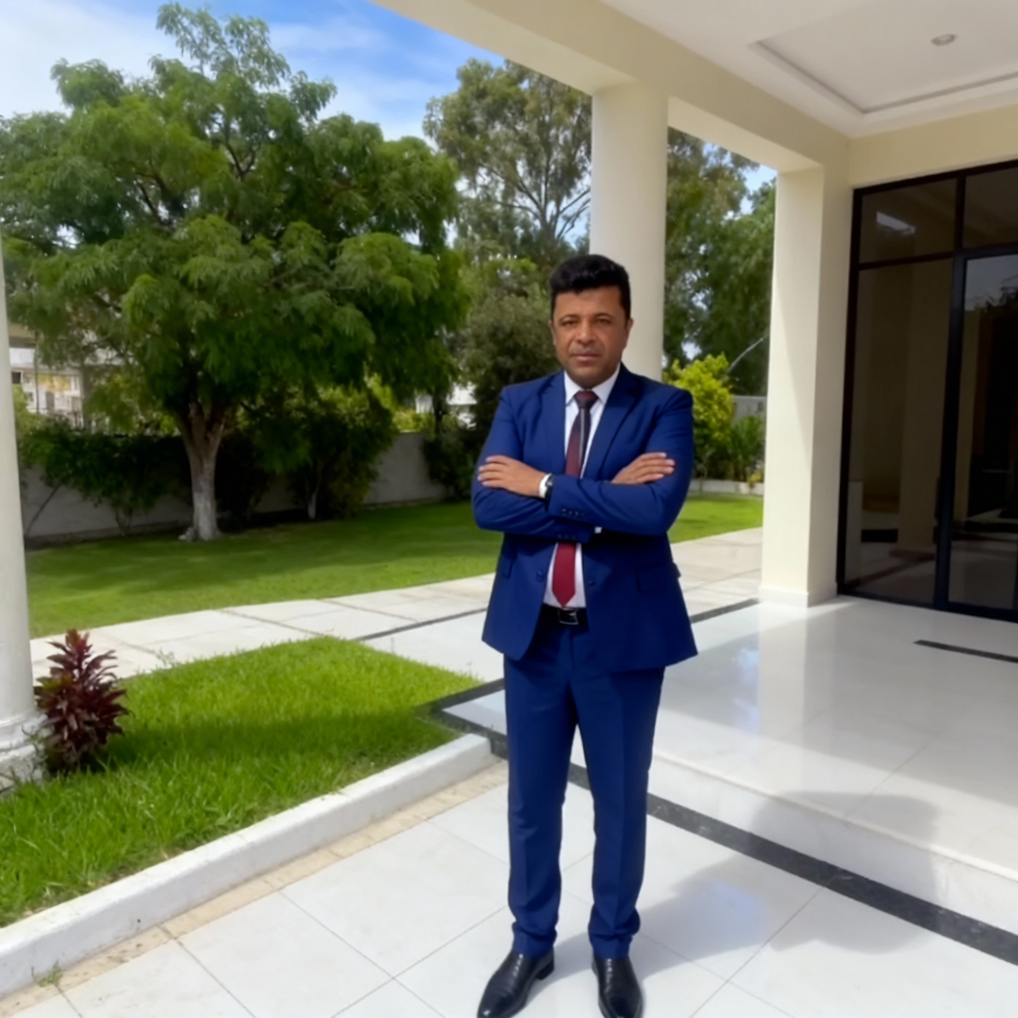 Dr. João Rodrigues de terno azul e braços cruzados